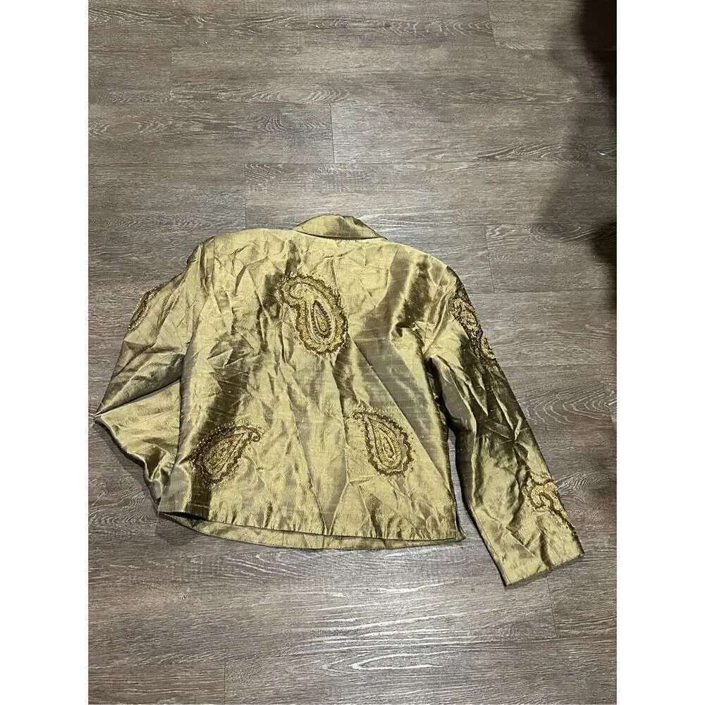 Tunique nights silk jacket embroidered embellished formal M